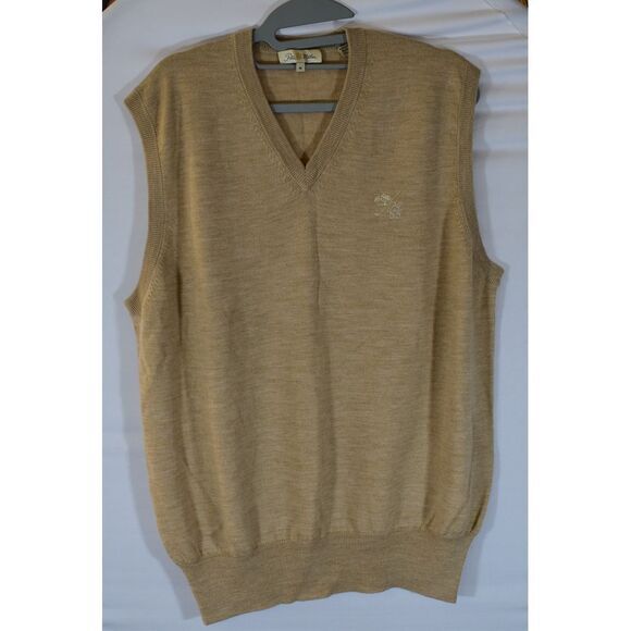 Cozy Peter Millar Golf Knit sweater Vest - Size Medium in Tan color  Merino Wool - Picture 1 of 5